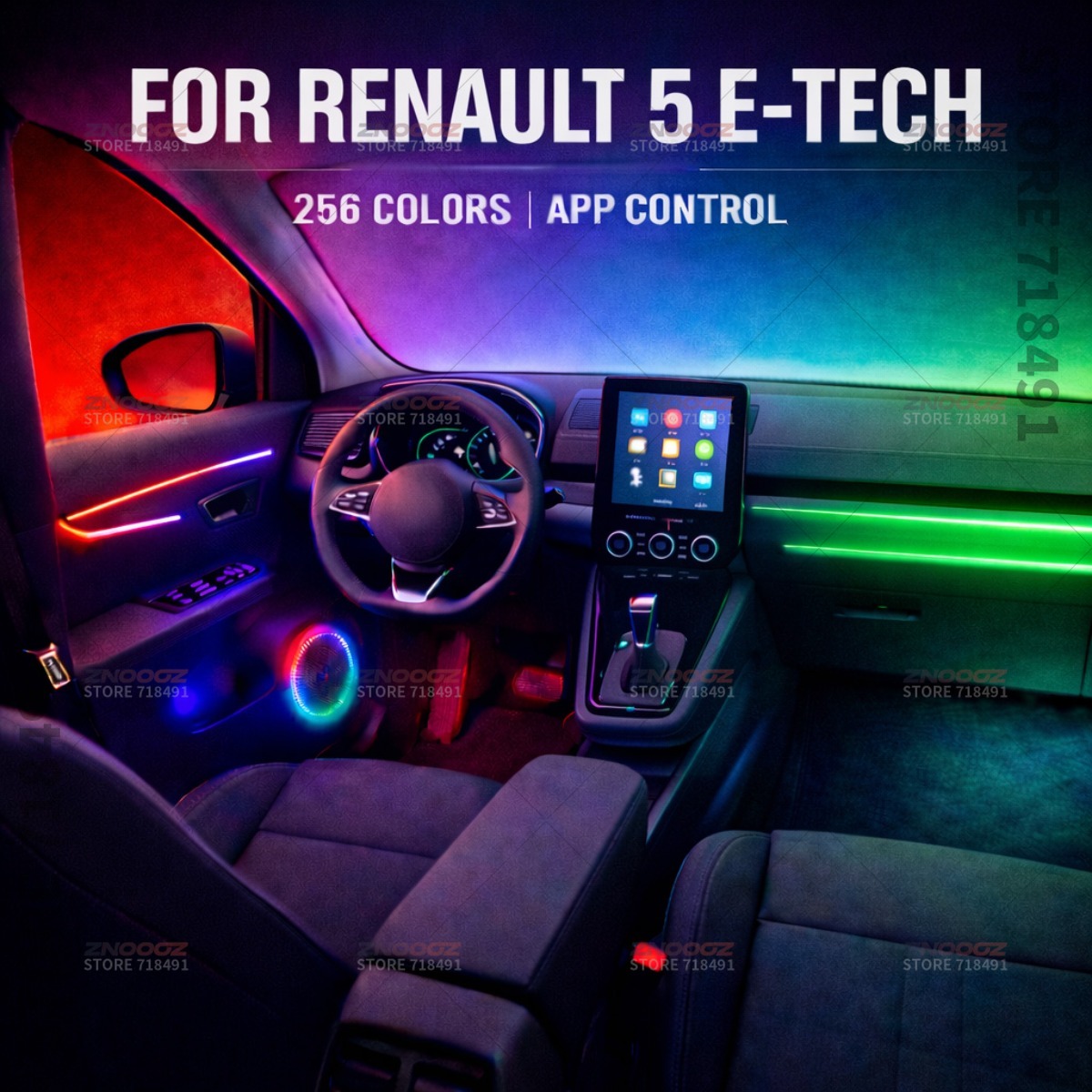 Tech Accessories Renault - Lampu Interior Mobil RGB 22in1 Akrilik,
