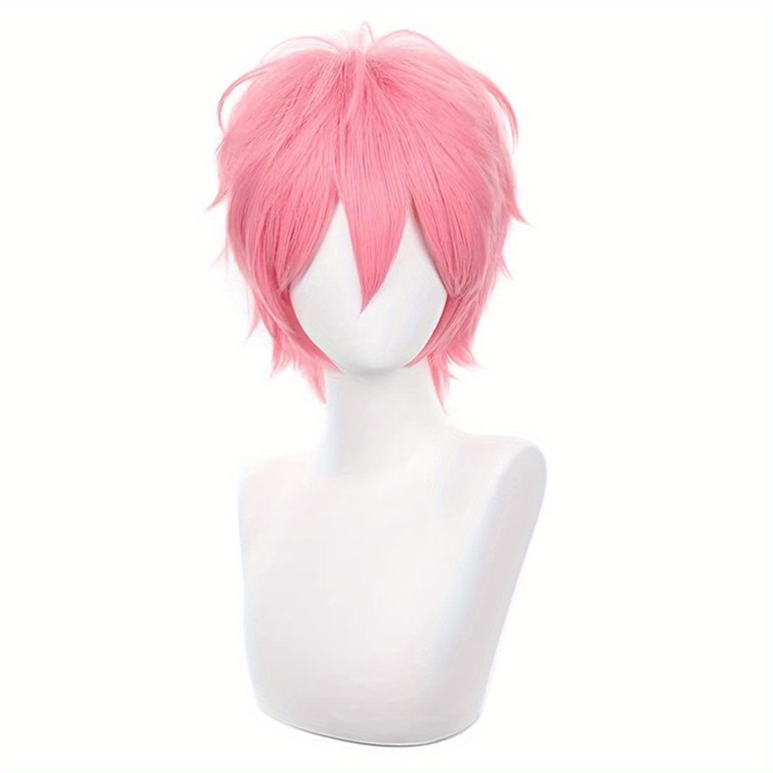 Tech Accessories For Men - Wig Cosplay Pink pendek rambut sintetis