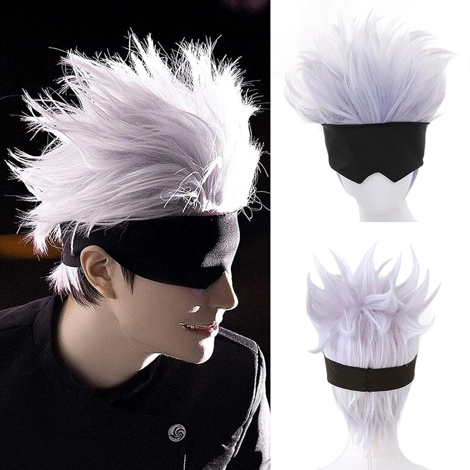Tech Accessories For Men - Wig Cosplay hitam + bergelombang, Wig