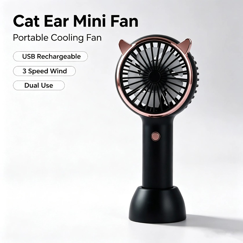 Kipas Telinga Kucing Mini Geng - Usb Fan Silent ulasan dan harga